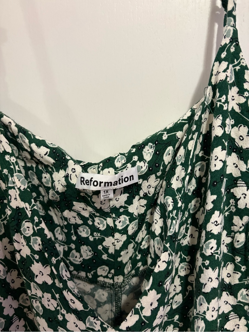 Reformation Mini Dress 1X Green Floral Marlowe Cottage Boho Summer Brunch - Picture 5 of 7